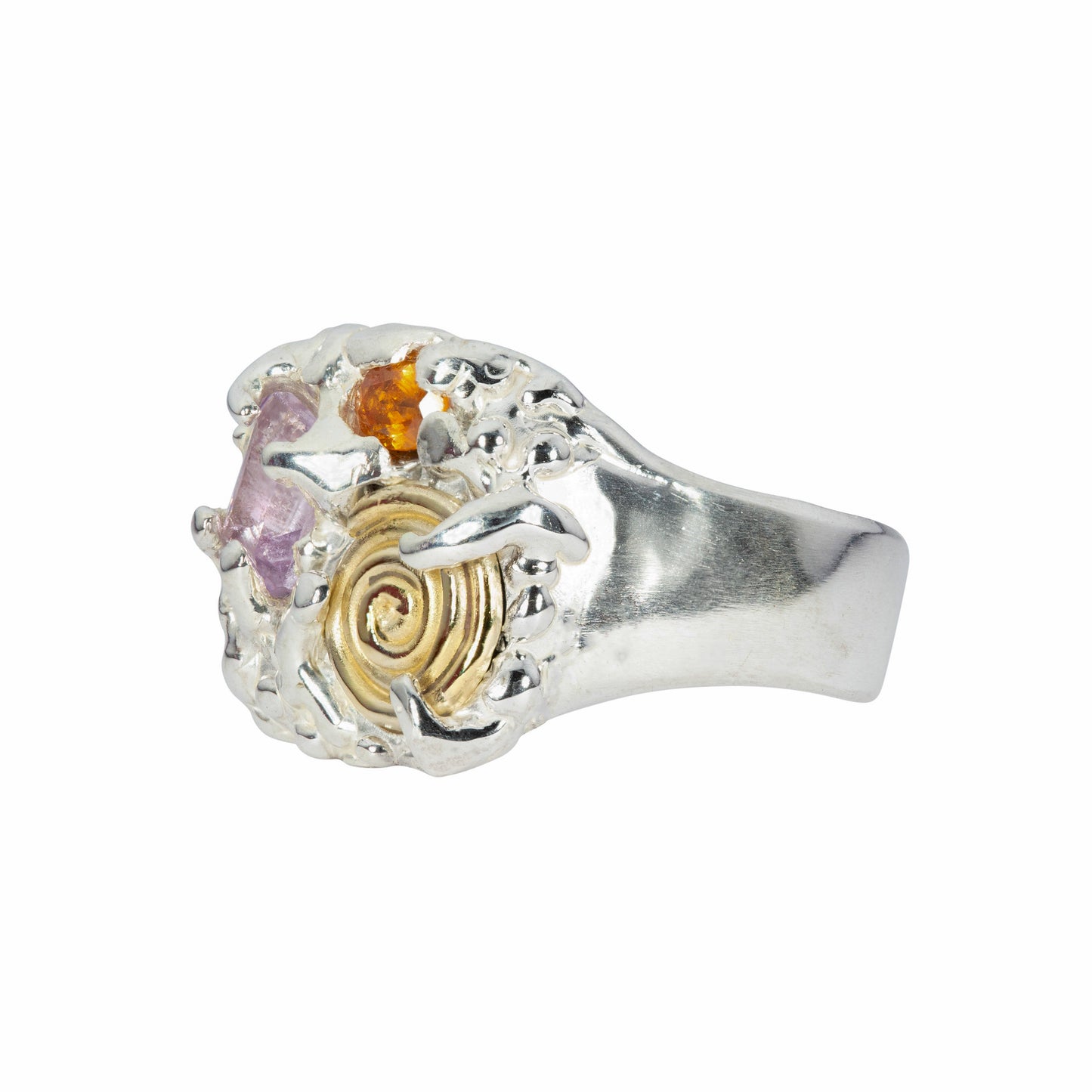 14kt Gold Spiral with Amethyst and Citrine