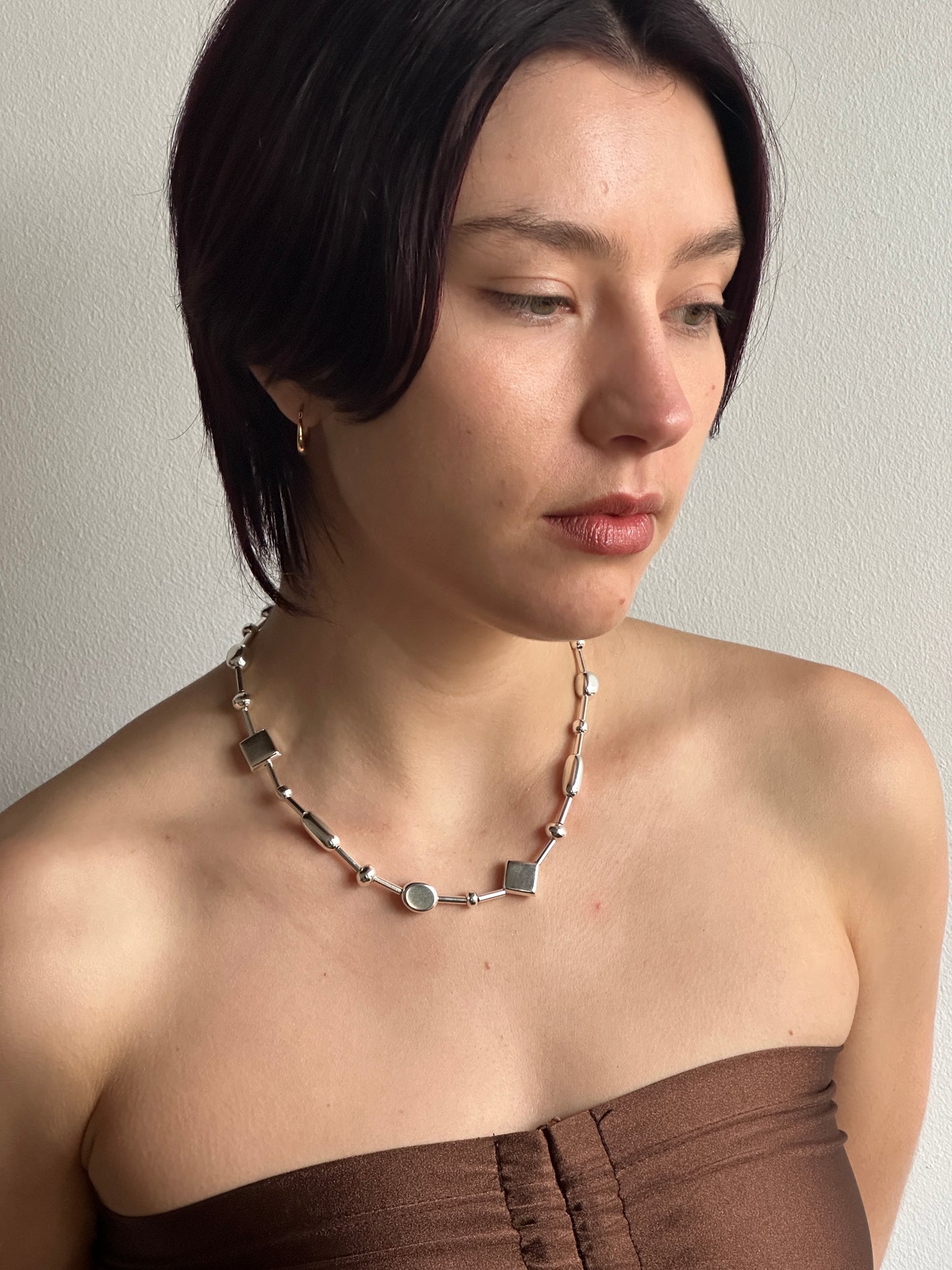 Silver beaded necklace No•2