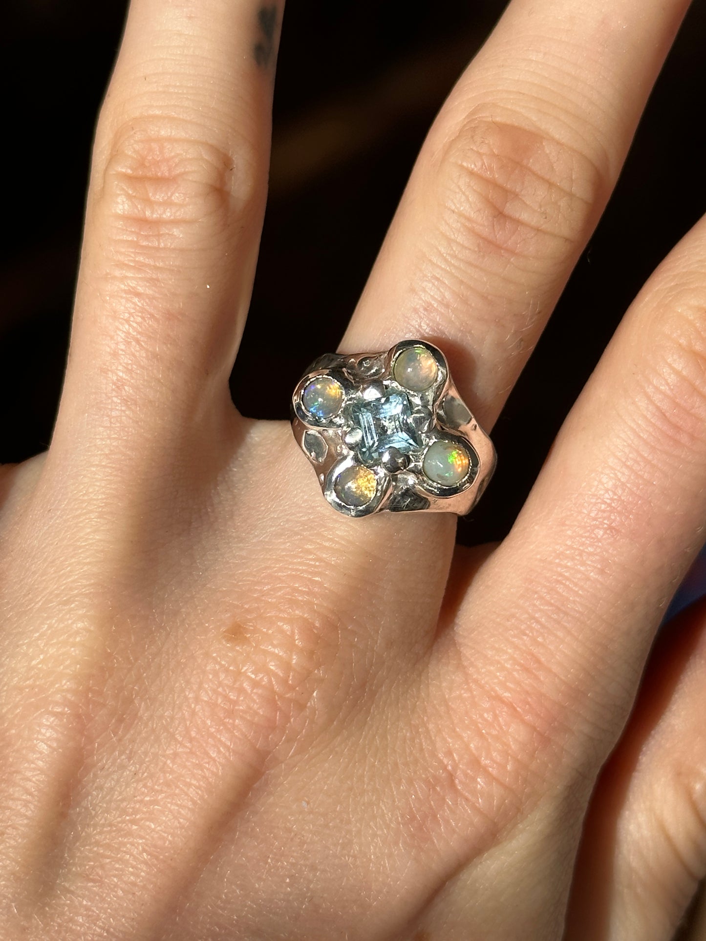 Opal & Topaz Candy Ring
