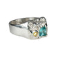 Silver Ring with Shell & Blue/Yellow Stones.