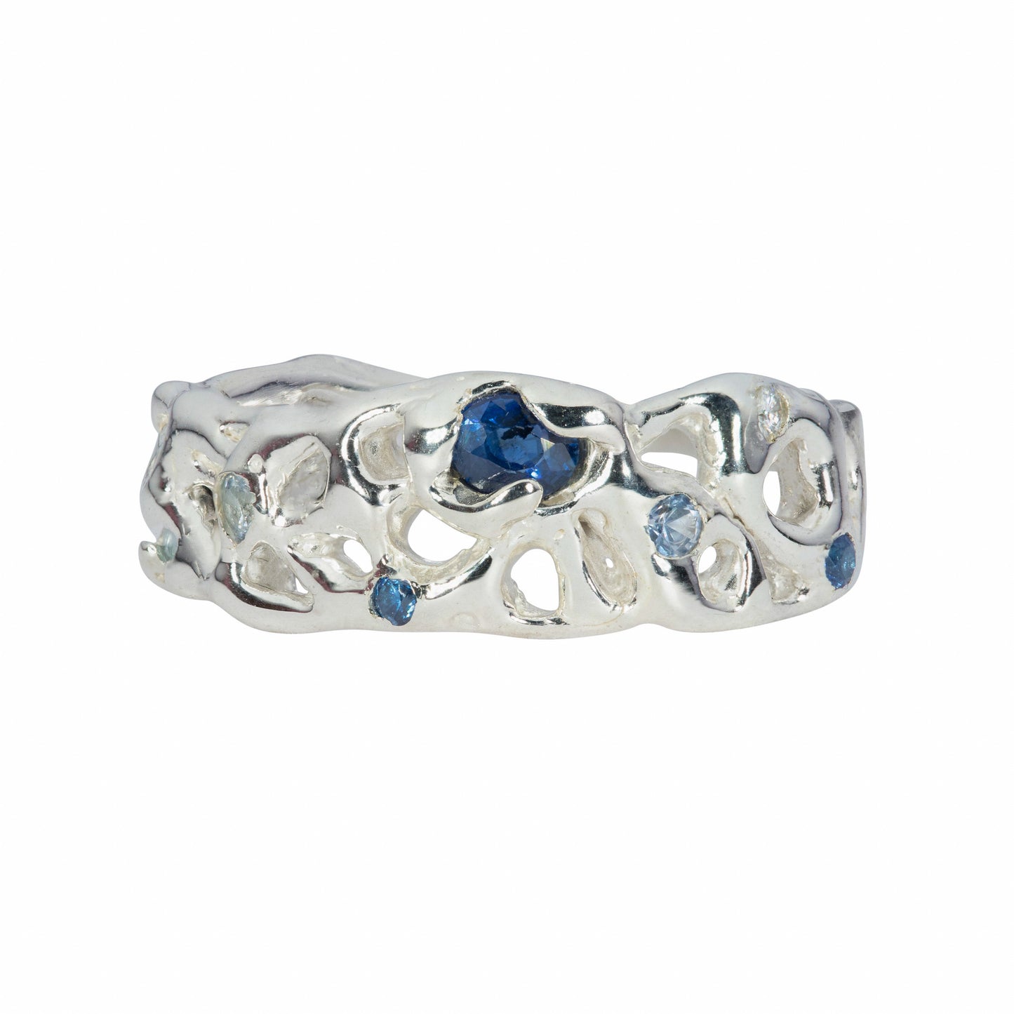 Sapphire, Diamond, and Topaz Vine Ring