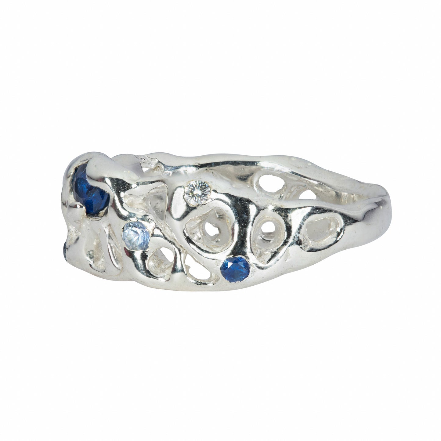Sapphire, Diamond, and Topaz Vine Ring