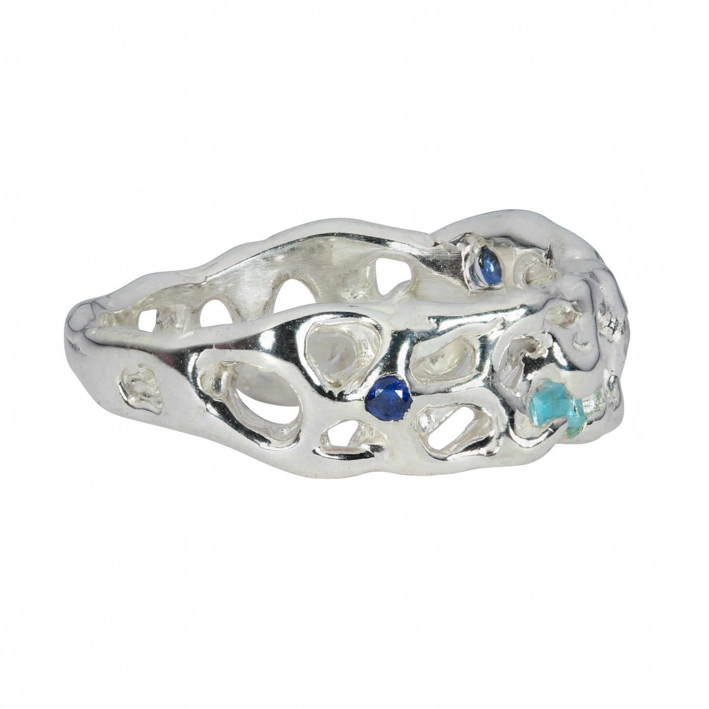 Sapphire, Diamond, and Topaz Vine Ring