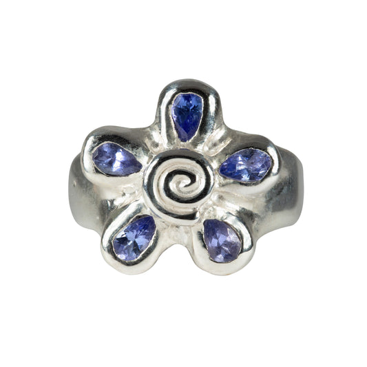 Tanzanite Spiral Flower Ring