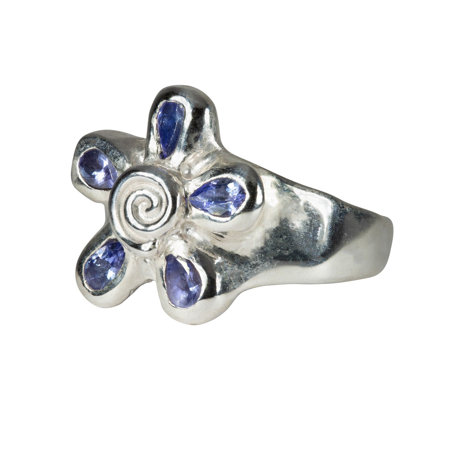 Tanzanite Spiral Flower Ring