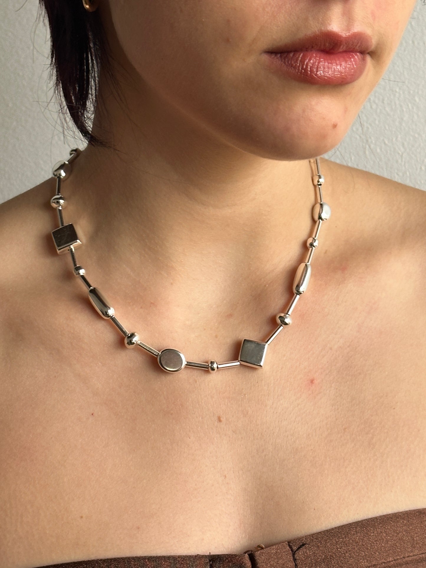 Silver beaded necklace No•2